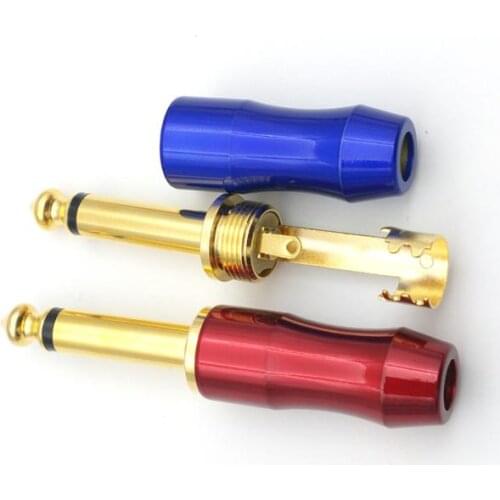 2pcs copper 6.3mm 1/4" MONO JACK PLUG connector soldering DIY