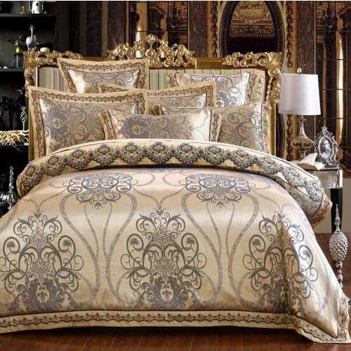 Luxury Royal Bedding set Stain Jacquard Cotton Double King Queen size Bed sheet set Duvet cover Fit sheet Pillowcase 4/6pcs