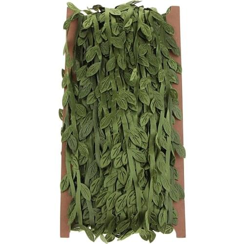 40m/44yds Vine Leaf Trim Ribbon Green Leaves for DIY Crafts Decoration, 3/5 inch Width