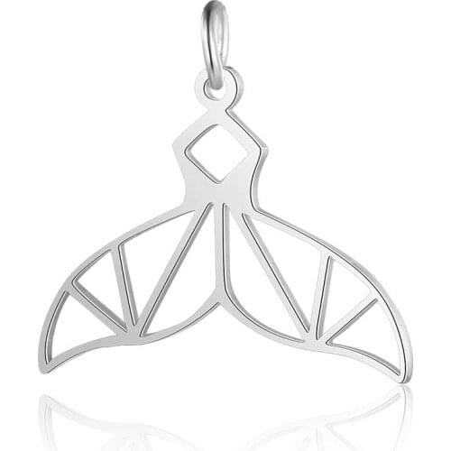 5pcs/lot Real Stainless Steel Hollow Mermaid Tail DIY Charms for Jewelry Making Accessories Gifts 25*23mm