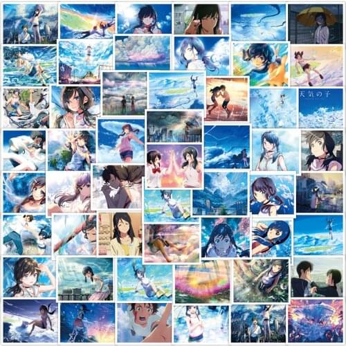 50Pcs/Pack Anime Weathering With You Series Sticker Children Toys Gift For Notebook Laptop Mobile Phone Decoration Stickers