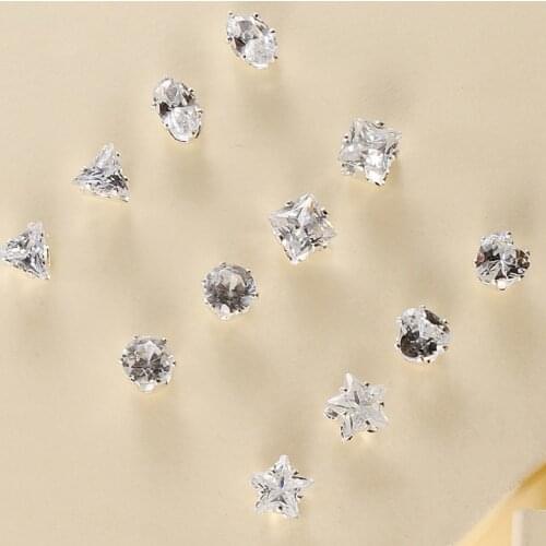 6 Pairs/ Lot Crystal Earrings Set For Women Geometry Cubic Zircon Stud Earrings Kit Women Mix Ear Studs Jewelry Accessories