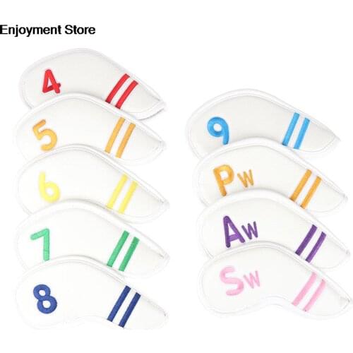9pcs Gradients Number Golf Iron Head Covers Iron Headovers Wedges Covers 4-9