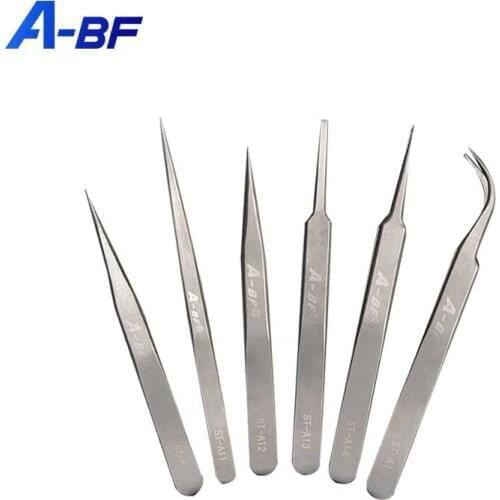 A-BF Tweezer Stainless Steel High Hardness Industrial Precision Maintenance Electronic Element Repair Tools Tweezers Set