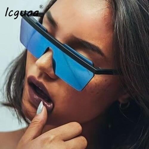 Oversized Square One Piece Sunglasses Rimless Irregular Eye Glasses Trend Female Large Gradient Glasses UV400