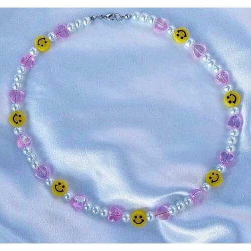 New Fashion Resin Peach Heart Shape Pearl Chains Choker Necklaces Strand for Women Birthday Gift Trendy Neck Jewelry Elegant y2k