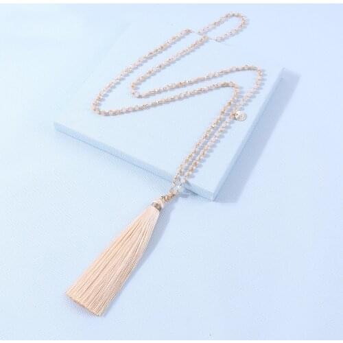 Long Tassel Necklace Boho Women Cut Crystal Beads Sweater Sweater Chain Fashion Jewelry Girlfriend Holiday Gift Wholesale