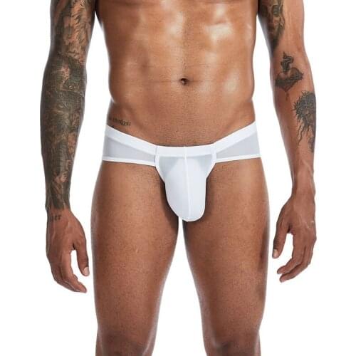 Men Underwear Jockstrap Sexy Bugle Pouch Briefs String Homme Underpants Slip Hombre Ice Silk Gay Panties Bikini Tanga Plus Size