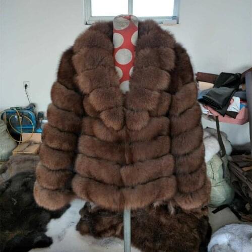 Womens winter real fox fur coat short design suit collar fur jacket female outerwear