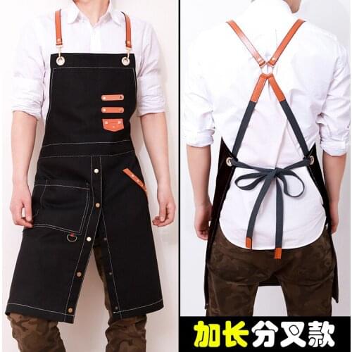 Apron Korean fashion denim cafe tea shop hairdresser men and women restaurant work clothes custom printed logo