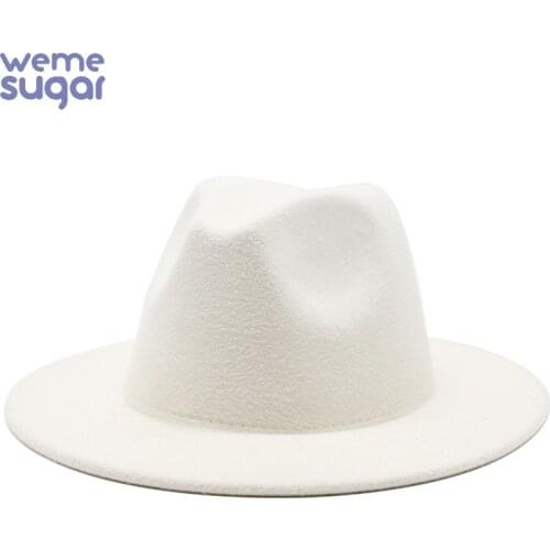 WeMe Autumn Winter Felt Hat Fedoras For Women and Men British Style Vintage Church Hats Flat Brim Fedoras