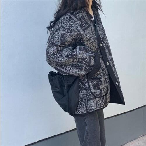 Firm offers to film national wind printing ling, relaxed joker brim cotton-padded jacket coat