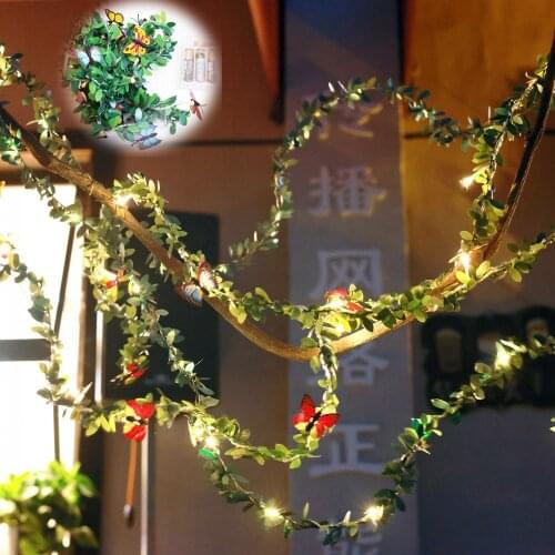 2/3/6M 10/20/40LED String Lights Battery Operated Rattan Butterfly Fairy Lights PVC Solar Lights for Garden Holiday Decoration