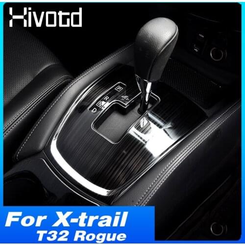 Hivotd Gear Shift Knob Panel Frame Cover Sticker Trim Car Accessories Styling Part For Nissan X-trail Xtrail T32 Rogue 2014-2020