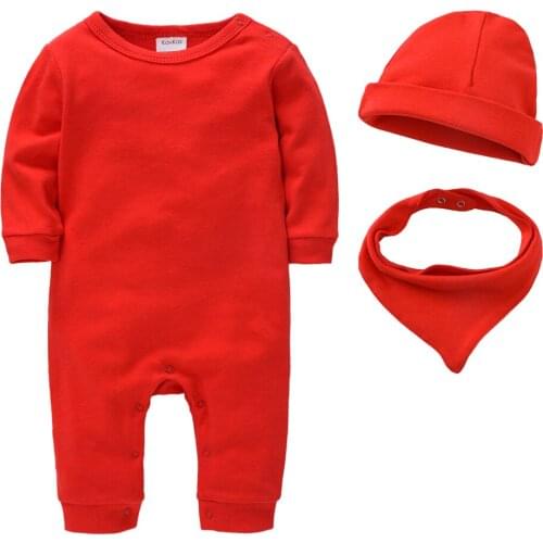 Unisex Newborn Bibs Cap Baby Jumpsuit Hat Bib Solid Newborn Baby BOY Girls Onesies Caps Set Cloth Bandana Bibs Rompers Set