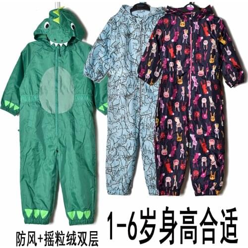 Kids/chilren/boys/girls windproof waterproof jumpuit, playsuit, overalls with fleece lining for spring & autumn