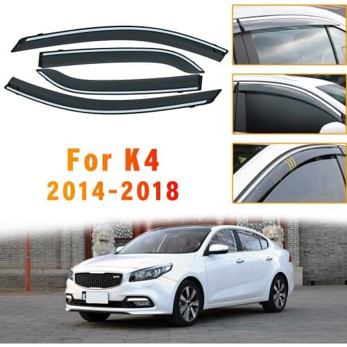Window Visor For KIA K4 2014-2018 side CHROME Strips window deflectors rain guards Accessories 2015 2016 2017