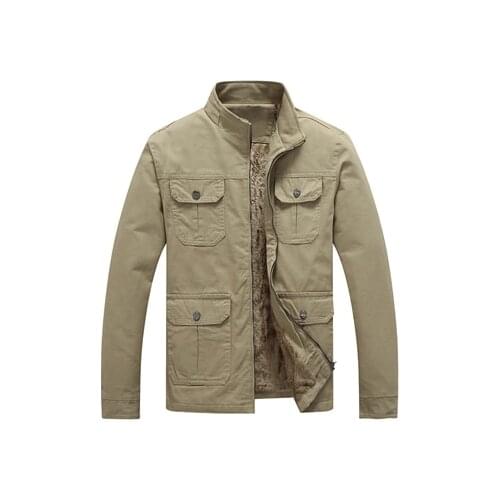 Mens Bomber Jacket Winter Male Cotton Fleece Warm Coats Casual Outwear Stand Collar Slim Fit Jackets Mens Clothing