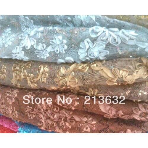 New Home textile grace elegance flower dot light embroidery blue hollow the stereo flash sequin safrican swiss voile lace fabric
