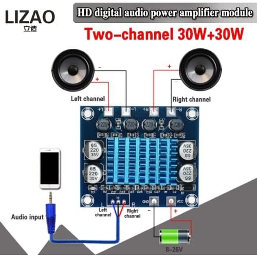 Official TPA3110 XH-A232 30W+30W 2.0 Channel Digital Stereo Audio Power Amplifier Board DC 8-26V 3A C6-001