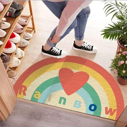 Semicircle Door Mats Rainbow Doormat Antiwear PVC Waterproof Ant-Slip Bedroom Rugs and Carpets Entrance Outdoor Indoor Doormat