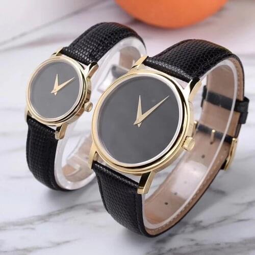 Simple Quartz Watch Stainless Steel Material Leather Strap Couple Watches 38mm 28mm Two Size For Choose