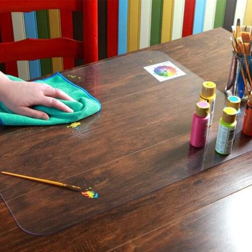 PVC Table Cover Protector Transparent Tablecloth Waterproof Table Cushion Rectangular Soft Glass Plastic Mat Fillet Desk Pad