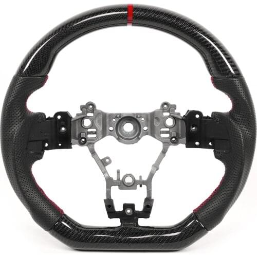 Carbon Fiber Steering Wheel Nappa Preforated Leather W/ Red Stitching Fit for Subaru WRX/STI 2015-2020