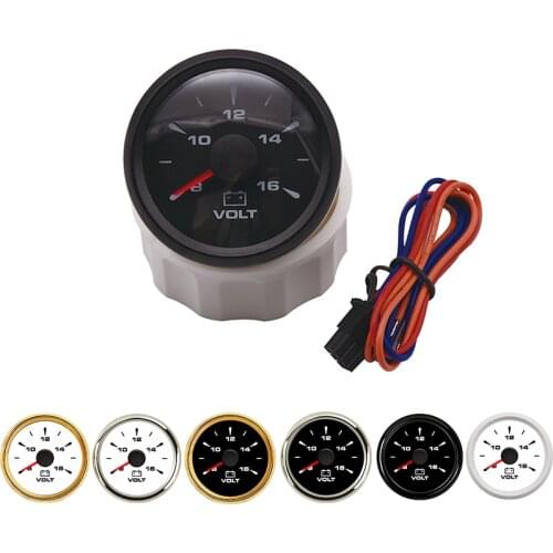 52 mm Marine Voltmeter Volt Meter Gauge 8-16 Volts Car Voltage Gauges for Caravan Boat Instrument Panel Motorcycle Waterproof
