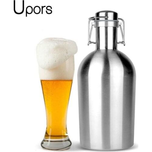 Upors 32/64 Ounce Homebrew Beer Growler 304 Stainless Steel Home Brew Beer Flip Top Beer Growler Bottle BPA Free Cap