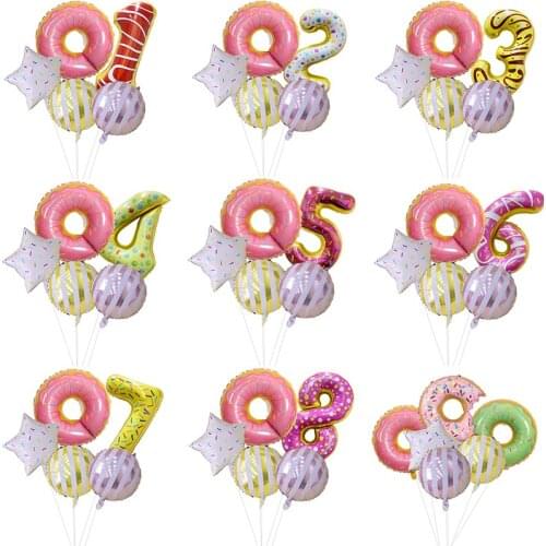 Donuts Foil Balloons Baby Shower Happy Birthday Decorations Inflatable Helium Sweet Kids Toys 32Inch Donut Balloon Decoration