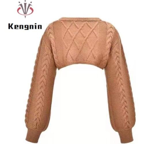 Knitting Autumn Winter Women Sweater Pullovers O-Neck Loose European Chic Ladies Tops Thick Short Long Sleeve T-Shirt KS812