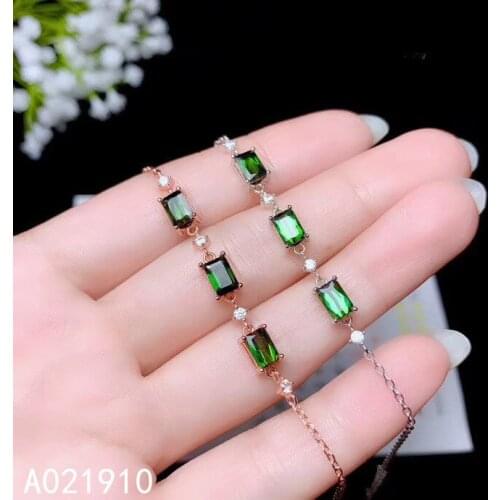 KJJEAXCMY boutique jewelry 925 sterling silver inlaid Natural green tourmaline bracelet ladies support detection classic
