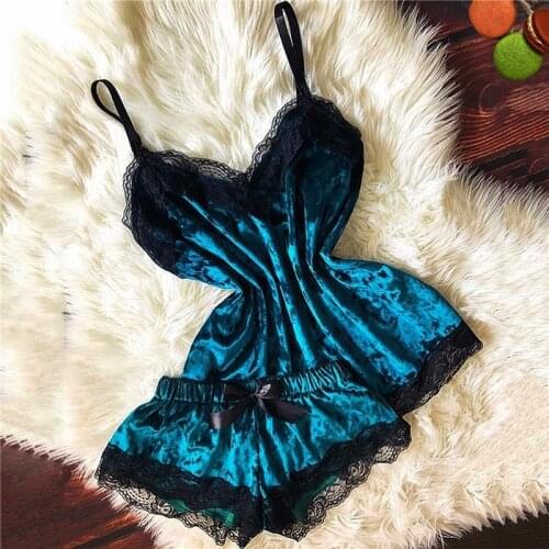 Women Sexy Sleepwear 2021 New Fashion Ladies Solid Color Pajama Sets Suspender Tops Shorts Underwear Pajamas Suits