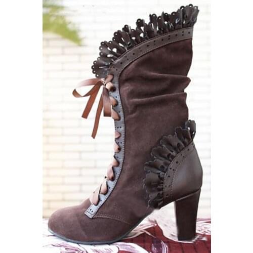 Renaissance Medieval victorian steampunk cosplay shoes boots for women