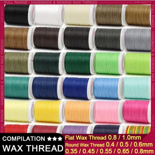 0.4 0.5 0.6mm Round Waxed Thread Polyester Cord Wax Coated Strings for Braided Bracelets DIY Accessories or Leather Craft Sewing