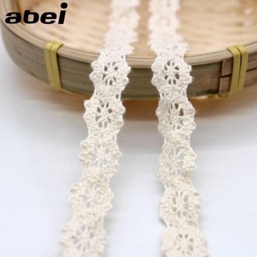 10yards/lot 1.5cm Beige Cotton Lace Trims DIY Patchwork Hometexile Cloth Wrap Knitting Embellishments Wedding Craft Scrapbooking