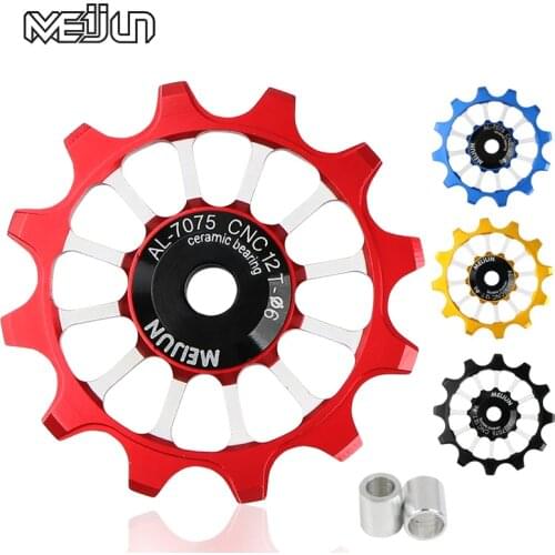 12T Aluminum Alloy Ceramic Bearing Pulley Mountain Bike Rear Derailleur Pulley Jockey Wheel Bicycle Rear Derailleur Guide Wheel