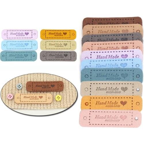 20Pcs Handmade Labels Leather Label Tags For Handmade With Love Sewing Crafts Hand Made For Clothes Hats Bags Sewing Accessories