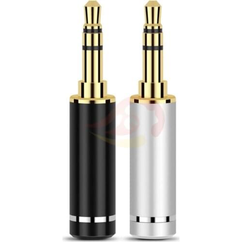 3.5mm 3 Pole Stereo Gold Plated Copper HiFi Earphone Plug Audio Jack Metal Adapter DIY 3.5 Headphone Soldering Wire Connector
