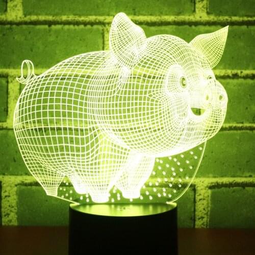 3D LED Night Lights Small Pig with 7 Colors Light for Home Decoration Lamp Amazing Visualization Optical Illusion Awesome