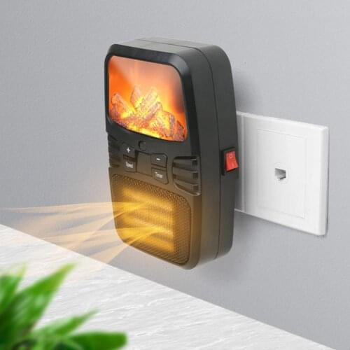 400W Mini Portable Ceramic Heater Remote Control Electric Hot Fan Home Winter Warmer Appliances with Flame Night Light