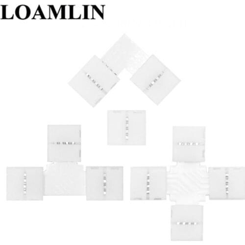 5PCS Free Soldering Led Connector 2PIN 3PIN 4PIN 5PIN L / T / X Shape Corner Connector For 10mm RGB RGBW RGBWW Led Strip Tape