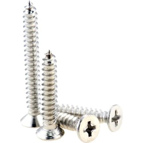 50PCS M2.6*5 6 7 8 10 12 14 16 304 Stainless Steel Cross Recessed Countersunk Flat Head Tapping-screws Wood Screw M2.6x5 M2.6x16