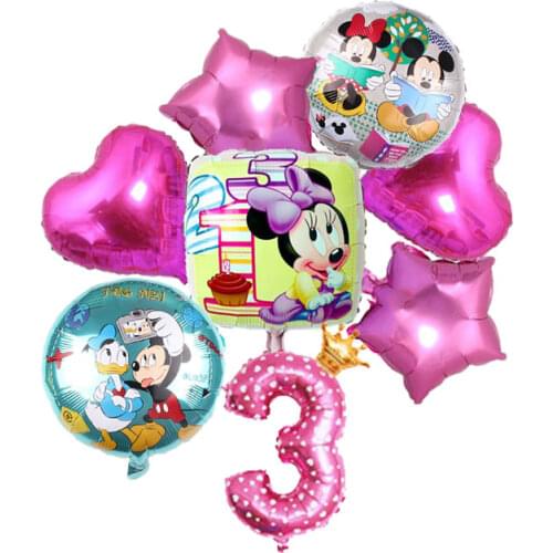 8pcs/lot Mickey Minnie Mouse Foil Balloon Number Latex Balloons Baby Shower Birthday Party Decoration Supplies Mickey Balloon
