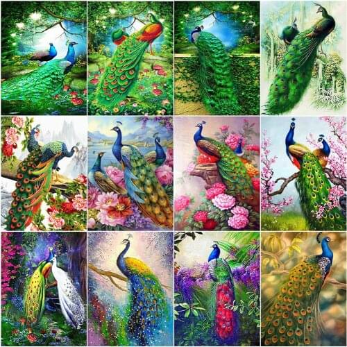 AZQSD 5d Diamond Painting Peacock Full Drill Square Handmade Gift DIY Diamond Mosaic Animal Cross Stitch Decor For Home