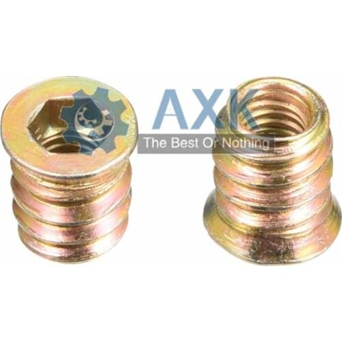 Free shipping 10pcs/20pcs M6 M8 M10 Zinc Alloy Iron Inside Carbon Steel Hex Socket Drive Insert Nuts Threaded For Wood Furniture