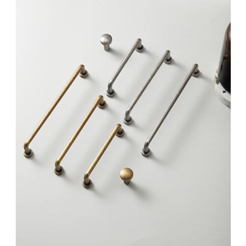 Distressed Bronze Handles Cabinet Pulls Kitchen Door Handles Drawer Knobs Golden Cupboard Handle for Retro Furniture Hardware