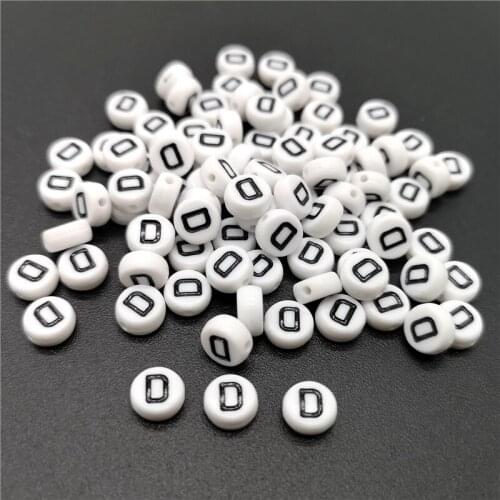 4x7mm Letter D Oblate Alphabet Beads Acrylic Beads For Jewelry Making DIY Bracelet Necklace Accessories