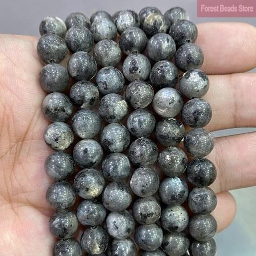 Natural Stone Beads Black Labradorite Round Loose Beads 4/6/8/10/12mm For DIY Making Bracelet Necklace Jewelry Charm 15'' Inch